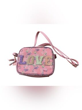 Miss Gwen OMG Accessories Pink Floral LOVE Crossbody Bag